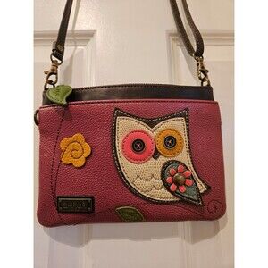 Chala Owl Purse Small Crossbody Bag PU Leather Textured Card Slots Adjustable